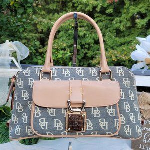 Vintage DOONEY & BOURKE Signature Canvas Domed Tan Top Handle Satchel
